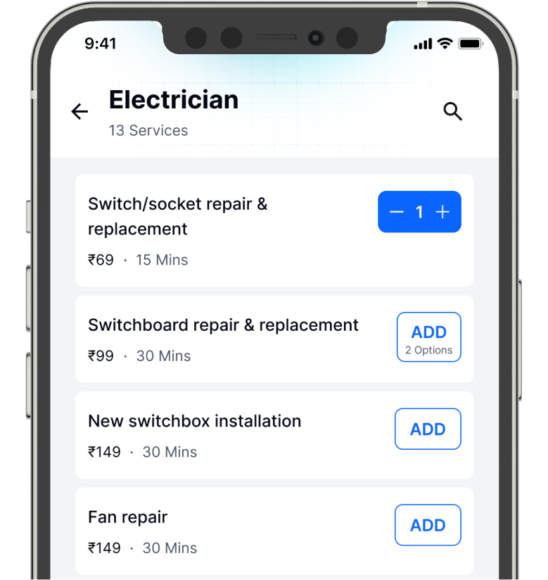 Superhelp app electrician services list